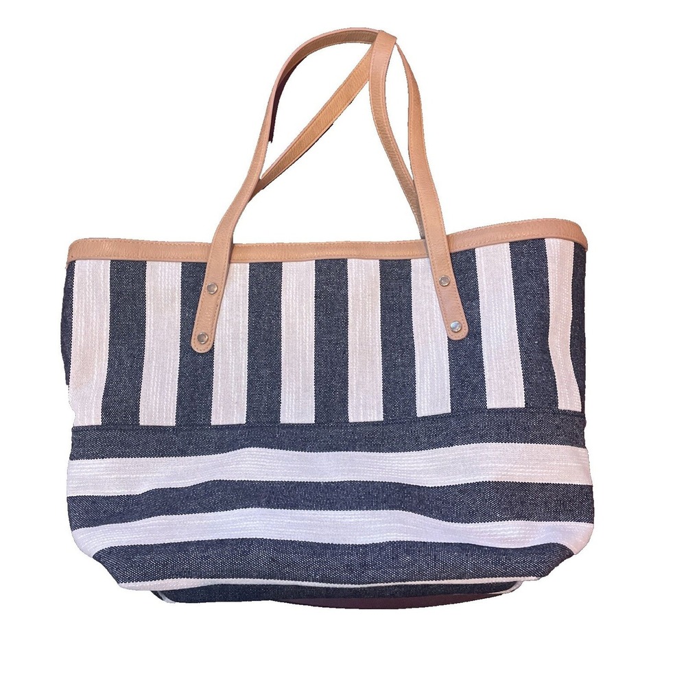 Chicos Striped Canvas Tote